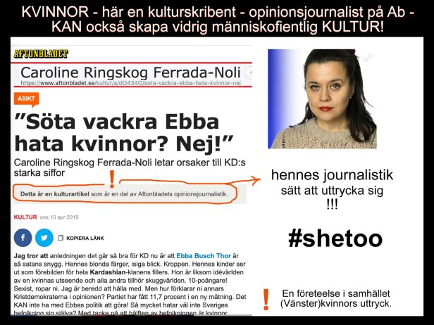 En kvinnas vidriga kultur i att uttrycka sig #shetoo Aftonbladets kultur och opinionsjournalistik.